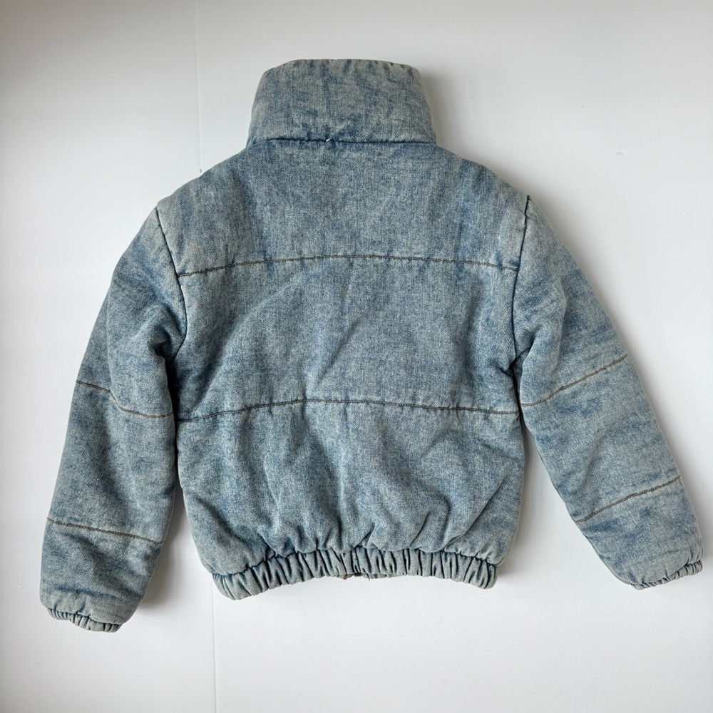 Kidpik Girls Blue Denim Puffer Jacket Zip-Up Size 7-8 - Picture 4 of 5